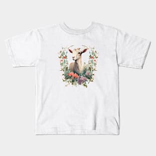 Floral Goat Kids T-Shirt